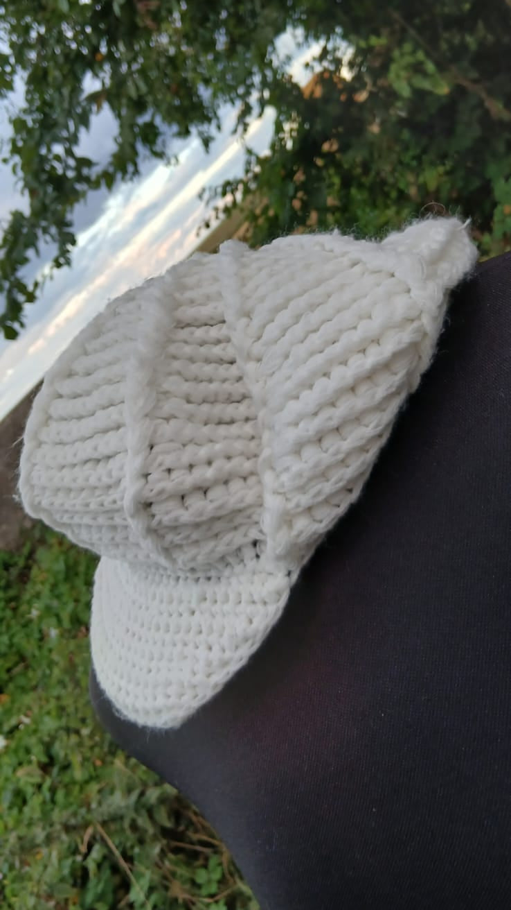 White Crochet Visor Beanie