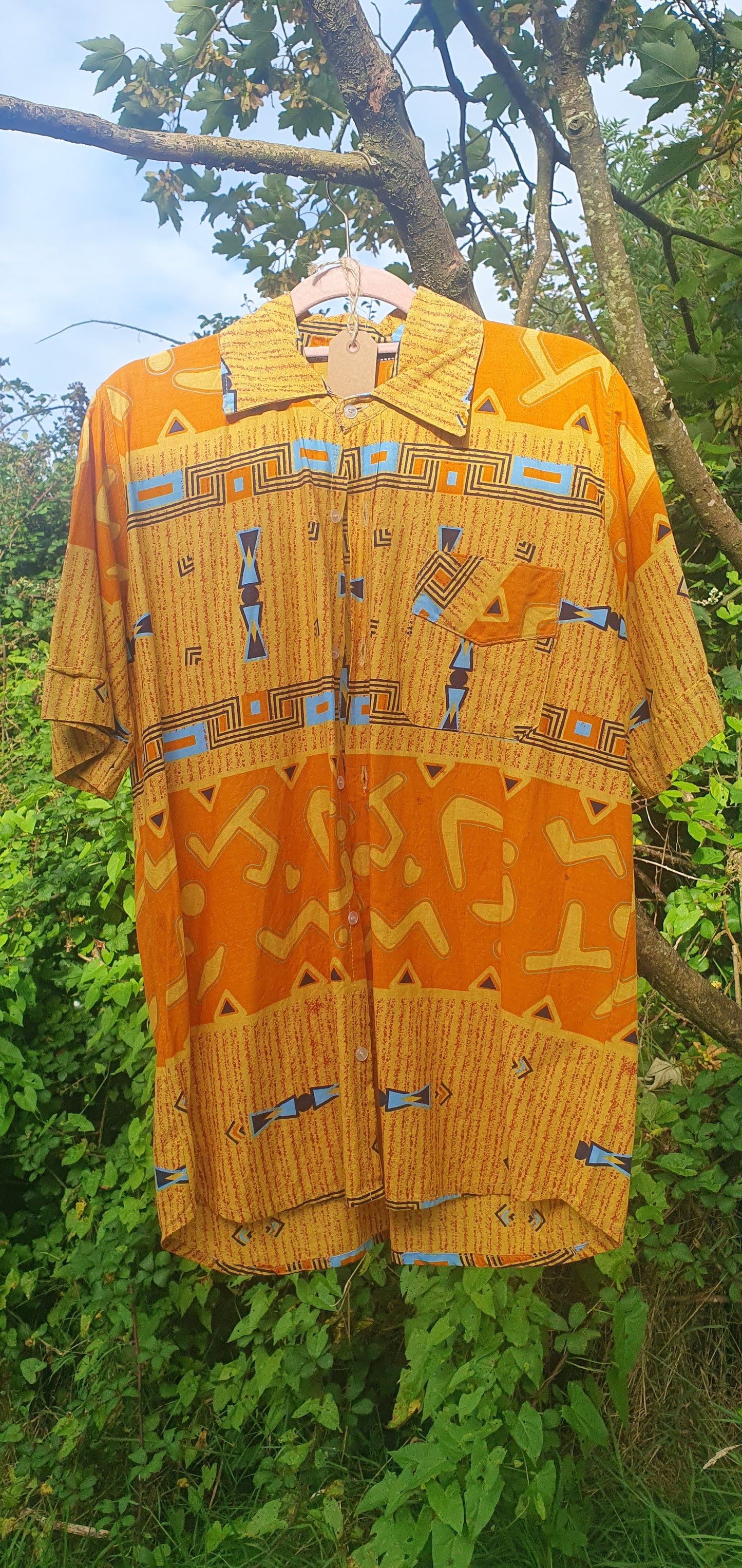 African print shirt medium