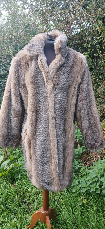 Vintage faux fur coat small
