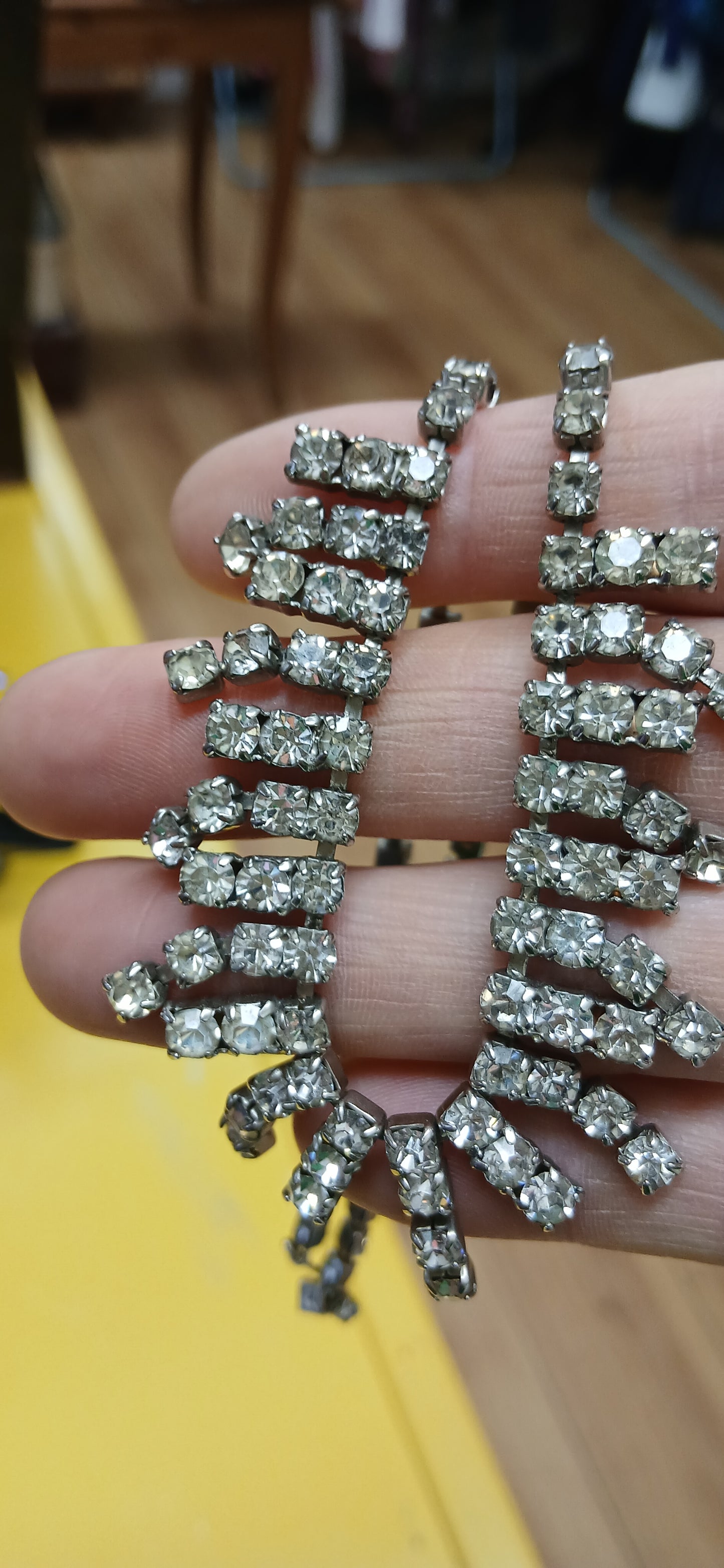 Vintage rhinestone neckline