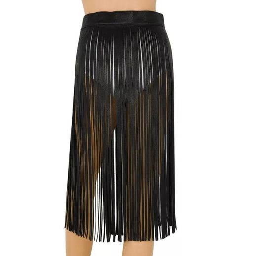 Leather tassle skirt