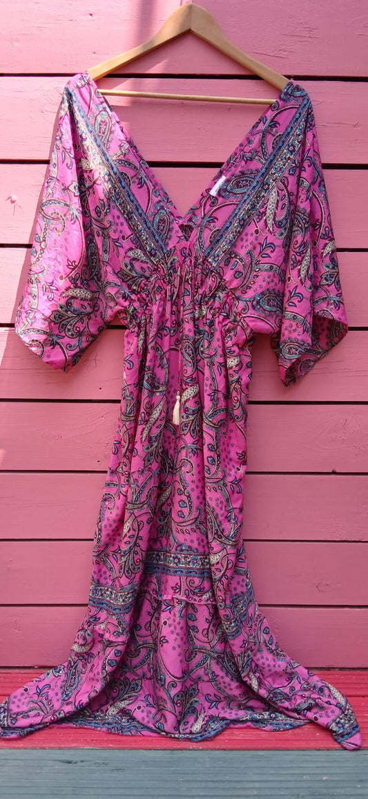 Silk Boho dress one size