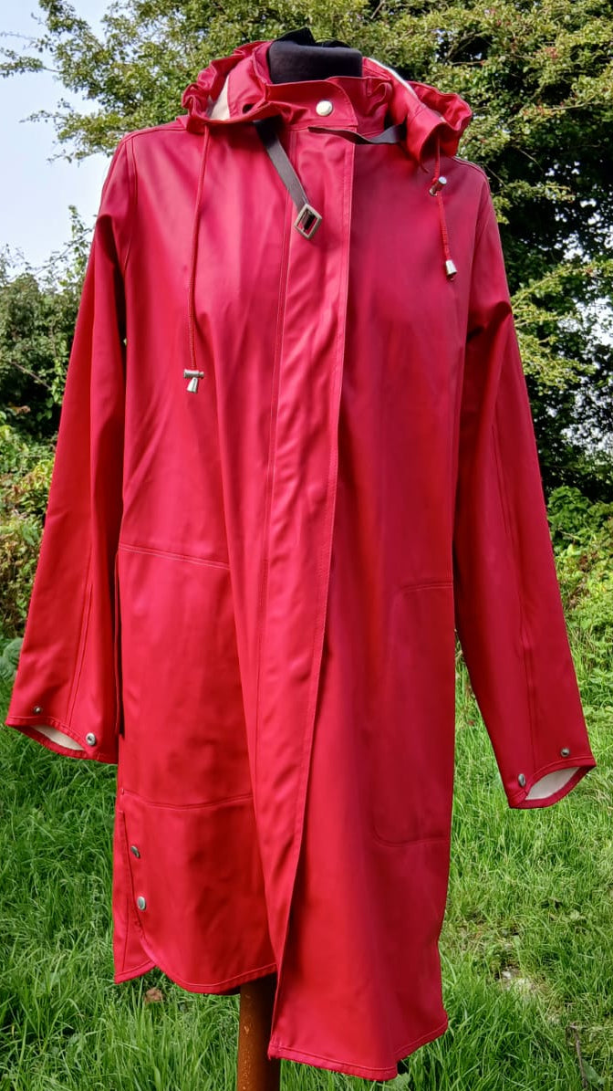 Ilse Jacobsen Cherry Red Hooded Raincoat