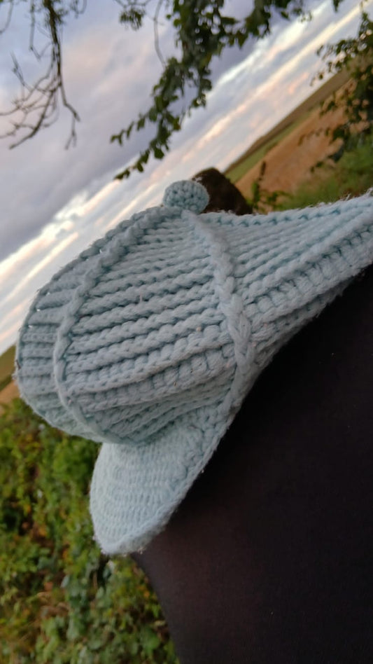 Light Blue Crochet Visor Beanie