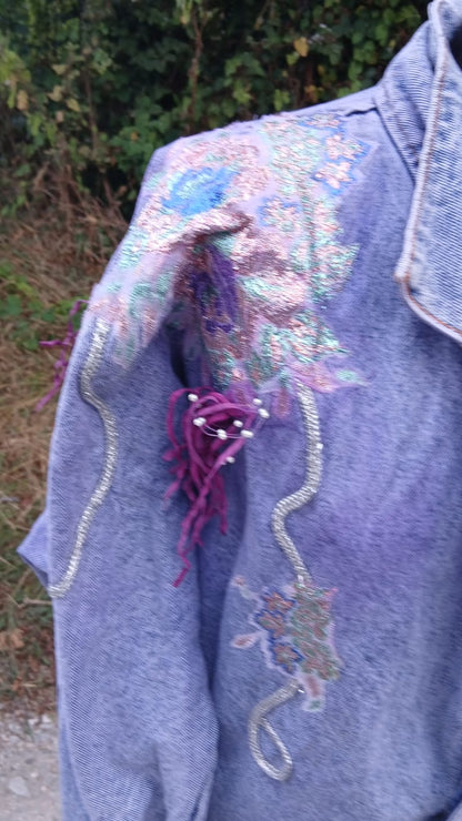Vintage 80s Embellished Denim Jacket