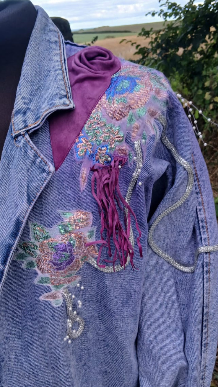 Vintage 80s Embellished Denim Jacket
