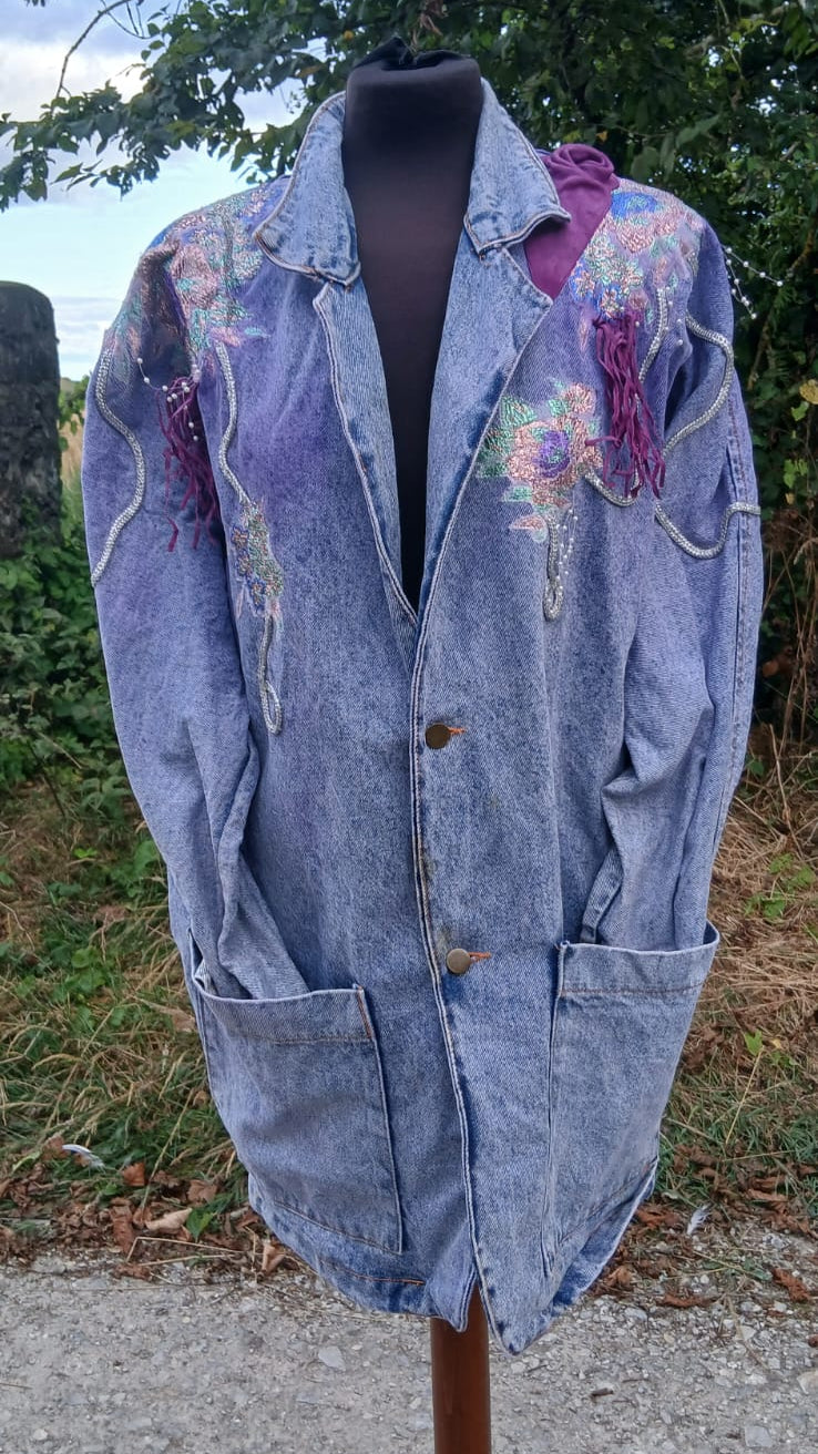 Vintage 80s Embellished Denim Jacket