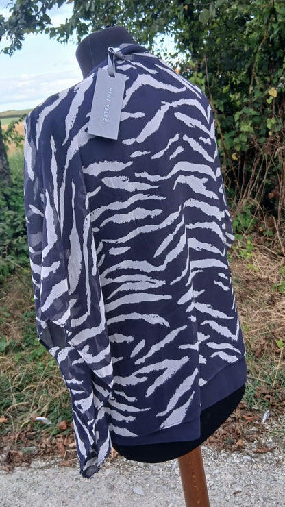 Mint Velvet Mara Animal Print Pin Tuck Tee Size 12