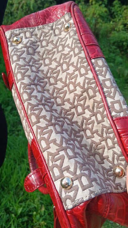 Vintage DKNY Canvas & Leather Satchel Bag