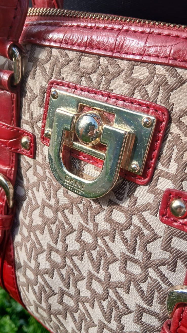 Vintage DKNY Canvas & Leather Satchel Bag