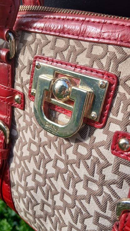 Vintage DKNY Canvas & Leather Satchel Bag