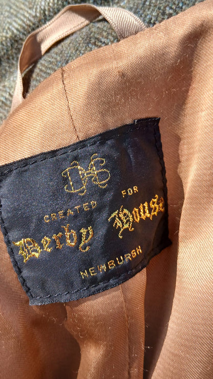 Label of Derby House green tweed jacket